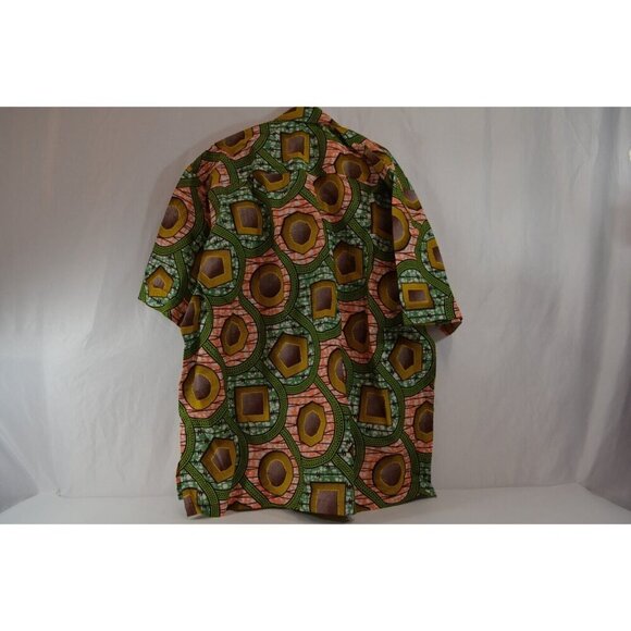 Vintage Handmade Loud Pattern Button Shirt Island Tiki Scale Geometric BIG TALL - Picture 4 of 10